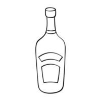 Hand drawn wine bottle illustration. Alcohol drink clipart in doodle style. Single element for design vector