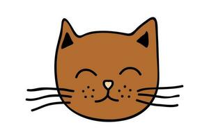 Hand drawn cat muzzle clipart. Cute pet face doodle vector