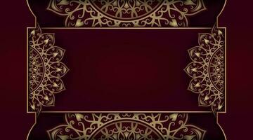 red luxury background, with gold mandala decoration vector