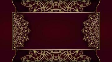 red luxury background, with gold mandala decoration vector