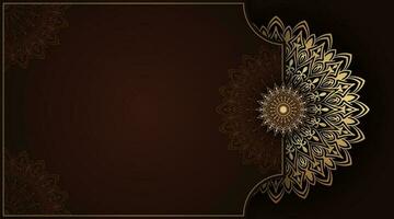 brown background, with gold mandala decoration vector