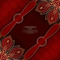 Red background with mandala ornament vector