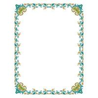 calm colored classic frame with floral ornament vector