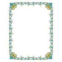 calm colored classic frame with floral ornament vector