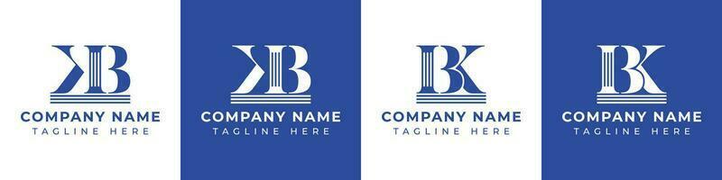 Letter BK and KB Pillar logo, suitable for any business with KB or BK related to Pillar. vector