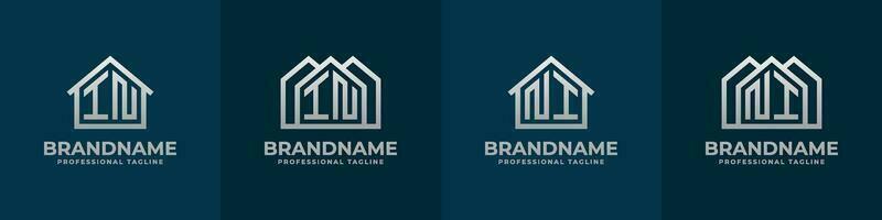 Letter IN and NI Home Logo Set. Suitable for any business related to house, real estate, construction, interior with IN or NI initials. vector