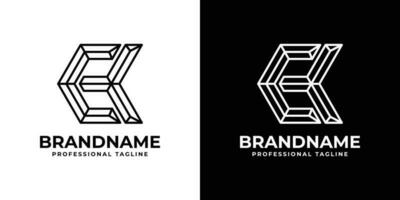 Letter CK or KC Polygonal Logo, suitable for any business with CK or KC initials. vector