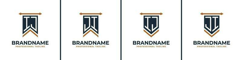 Letter IJ and JI Pennant Flag Logo Set, Represent Victory. Suitable for any business with IJ or JI initials. vector