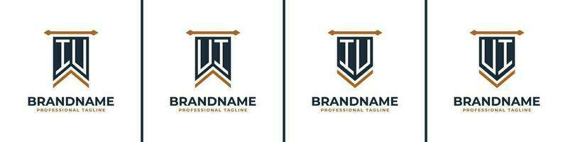 Letter IU and UI Pennant Flag Logo Set, Represent Victory. Suitable for any business with IU or UI initials. vector