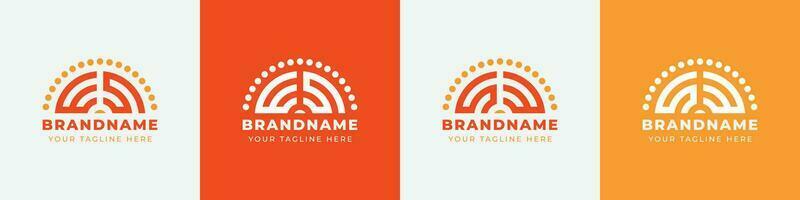 Letter SW and WS or SE and ES Sunrise  Logo Set, suitable for any business with SW, WS, SE, ES initials. vector