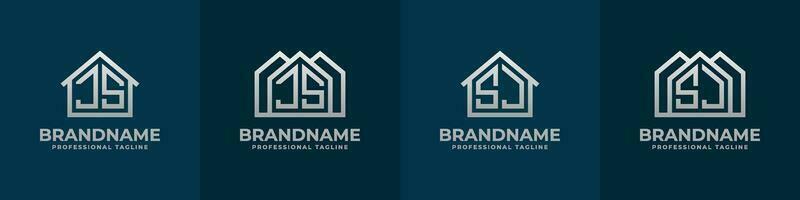 Letter JS and SJ Home Logo Set. Suitable for any business related to house, real estate, construction, interior with JS or SJ initials. vector