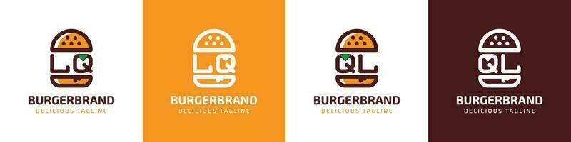 letra lq y ql hamburguesa logo, adecuado para ninguna negocio relacionado a hamburguesa con lq o ql iniciales. vector