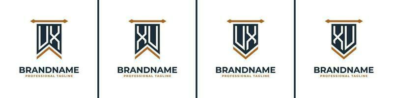 Letter UX and XU Pennant Flag Logo Set, Represent Victory. Suitable for any business with UX or XU initials. vector