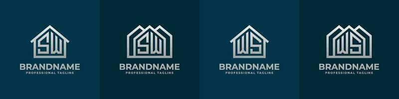Letter SW and WS Home Logo Set. Suitable for any business related to house, real estate, construction, interior with SW or WS initials. vector