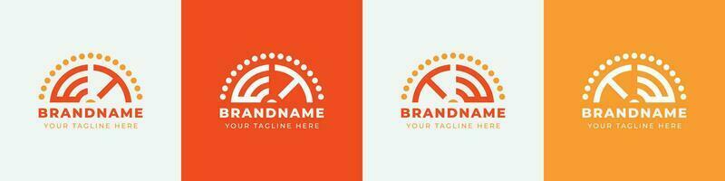 Letter TW and WT or TE and ET Sunrise  Logo Set, suitable for any business with TW, WT, TE, ET initials. vector