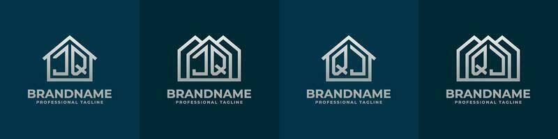 Letter JQ and QJ Home Logo Set. Suitable for any business related to house, real estate, construction, interior with JQ or QJ initials. vector