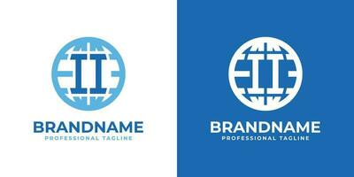 Letter II Globe Logo, suitable for any business with double I or II initials. vector