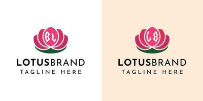 Letter BL and LB Lotus Logo Set, suitable for any business related to lotus flowers with BL or LB initials. vector