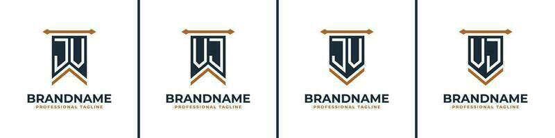 Letter JV and VJ Pennant Flag Logo Set, Represent Victory. Suitable for any business with JV or VJ initials. vector