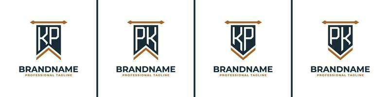 Letter KP and PK Pennant Flag Logo Set, Represent Victory. Suitable for any business with KP or PK initials. vector