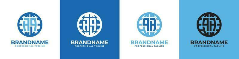 Letter AQ and QA Globe Logo Set, suitable for any business with AQ or QA initials. vector