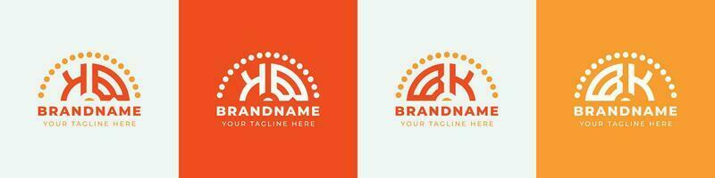 Letter BK and KB Sunrise  Logo Set, suitable for any business with BK or KB initials. vector