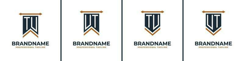 Letter TU and UT Pennant Flag Logo Set, Represent Victory. Suitable for any business with TU or UT initials. vector