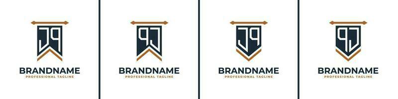 Letter JQ and QJ Pennant Flag Logo Set, Represent Victory. Suitable for any business with JQ or QJ initials. vector