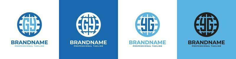 Letter GY and YG Globe Logo Set, suitable for any business with GY or YG initials. vector