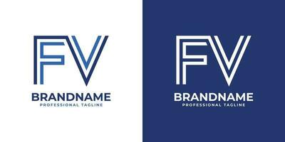 Letter FV Line Monogram Logo, suitable for any business with FV or VF initials. vector