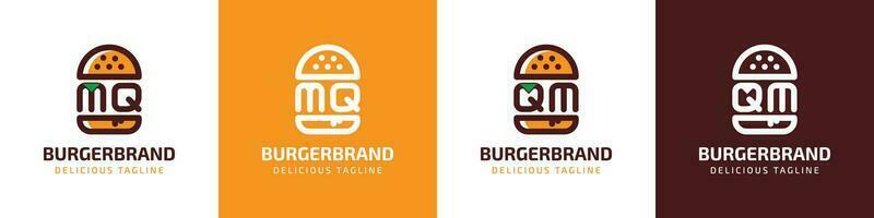 letra mq y qm hamburguesa logo, adecuado para ninguna negocio relacionado a hamburguesa con mq o qm iniciales. vector