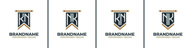 Letter KN and NK Pennant Flag Logo Set, Represent Victory. Suitable for any business with KN or NK initials. vector