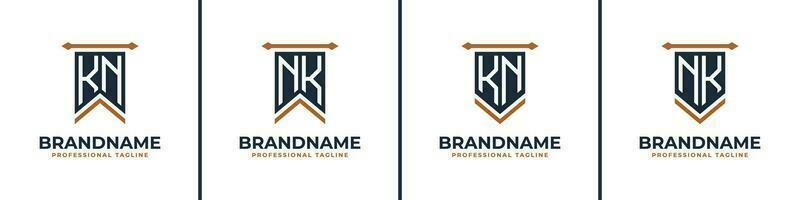 Letter KN and NK Pennant Flag Logo Set, Represent Victory. Suitable for any business with KN or NK initials. vector