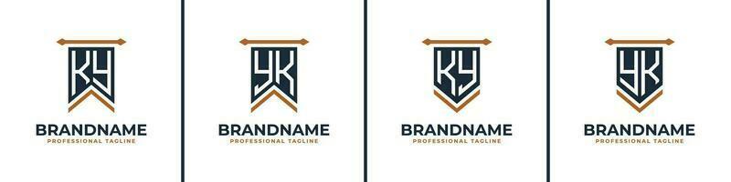 Letter KY and YK Pennant Flag Logo Set, Represent Victory. Suitable for any business with KY or YK initials. vector