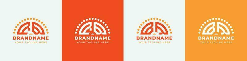 Letter BR and RB Sunrise  Logo Set, suitable for any business with BR or RB initials. vector