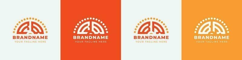 Letter BR and RB Sunrise  Logo Set, suitable for any business with BR or RB initials. vector