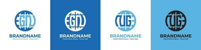 Letter GN and NG Globe Logo Set, suitable for any business with GN or NG initials. vector