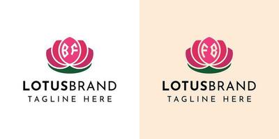 Letter BF and FB Lotus Logo Set, suitable for any business related to lotus flowers with BF or FB initials. vector