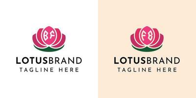 Letter BF and FB Lotus Logo Set, suitable for any business related to lotus flowers with BF or FB initials. vector