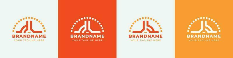 Letter UY and YU Sunrise  Logo Set, suitable for any business with UY or YU initials. vector