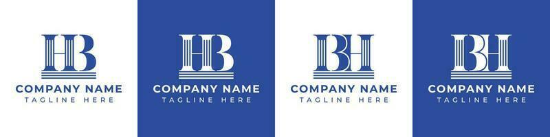 Letter BH and HB Pillar logo, suitable for any business with HB or BH related to Pillar. vector