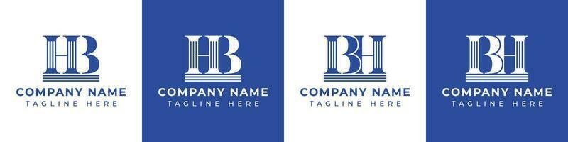 Letter BH and HB Pillar logo, suitable for any business with HB or BH related to Pillar. vector