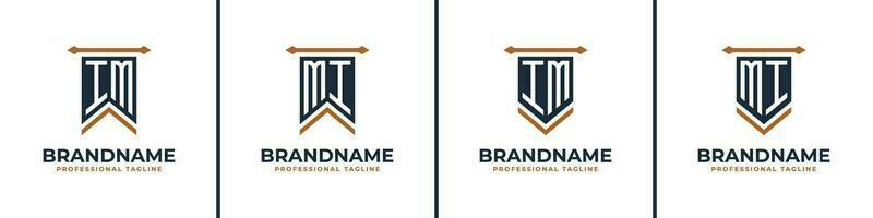 Letter IM and MI Pennant Flag Logo Set, Represent Victory. Suitable for any business with IM or MI initials. vector