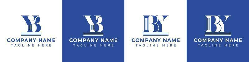 Letter BY and YB Pillar logo, suitable for any business with YB or BY related to Pillar. vector