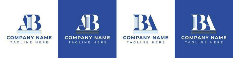 Letter BA and AB Pillar logo, suitable for any business with AB or BA related to Pillar. vector