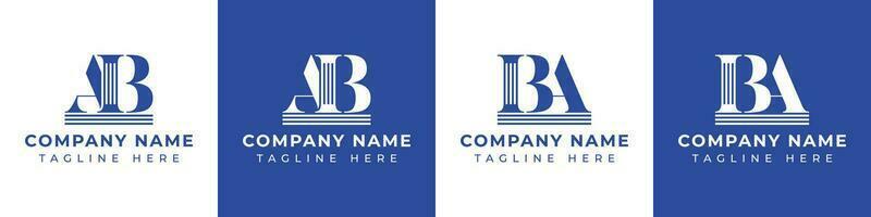 Letter BA and AB Pillar logo, suitable for any business with AB or BA related to Pillar. vector