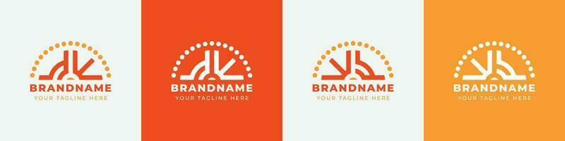 Letter WY and YW Sunrise  Logo Set, suitable for any business with WY or YW initials. vector