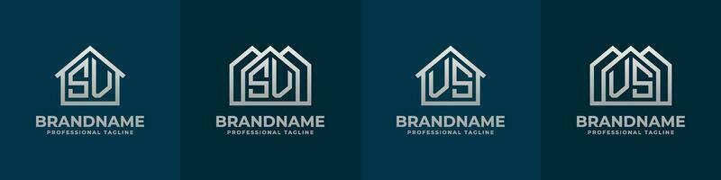 Letter SV and VS Home Logo Set. Suitable for any business related to house, real estate, construction, interior with SV or VS initials. vector