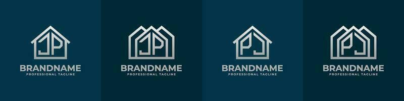 Letter JP and PJ Home Logo Set. Suitable for any business related to house, real estate, construction, interior with JP or PJ initials. vector
