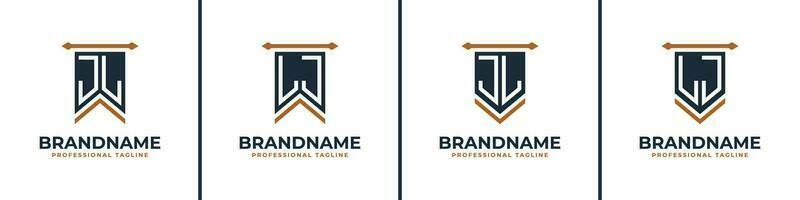 Letter JL and LJ Pennant Flag Logo Set, Represent Victory. Suitable for any business with JL or LJ initials. vector